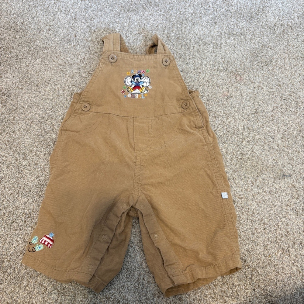 Disney Baby Mickey Mouse Corduroy Overalls Embroidered Snow Angels 3-6M winter